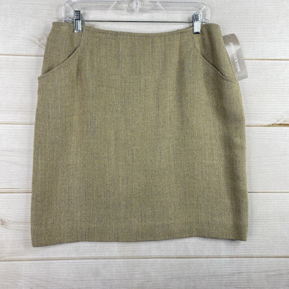 Jones New York Skirt Women 16 Brn/Blk Pencil Lined Pockets Career Retro Vtg 90's